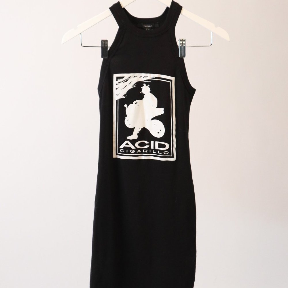 Black halter tshirt dress